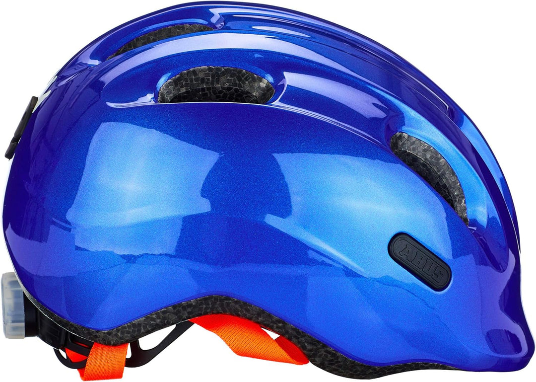 ABUS Kinderhelm Smiley 2.1 - Fahrradhelm mit Rücklicht - für Mädchen und Jungs S (45-50 cm) Blau (sp