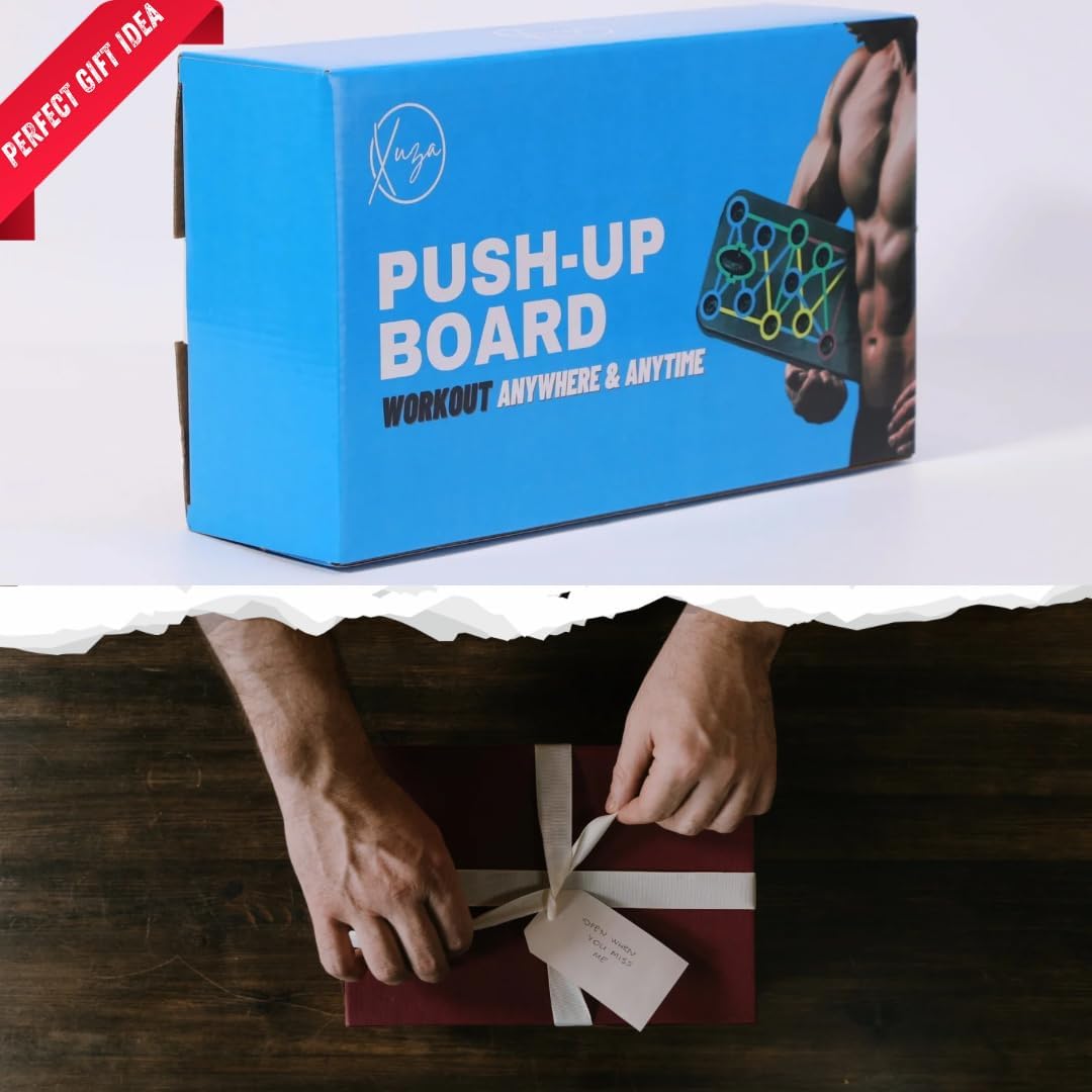 XUZA Push Up Board mit Springseil & Widerstandsband mit Griffen - Ultimatives Heim-Fitness-Set - Lie