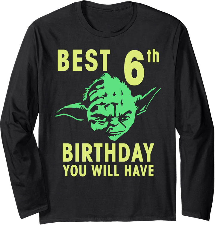 Star Wars Yoda Best 6th Birthday You Will Have Stencil Langarmshirt