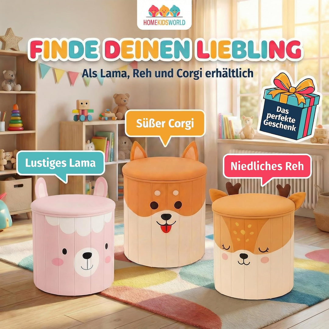 Spielzeugkiste Corgi - Aufbewahrungsbox mit Deckel Kinder, Spielzeugkiste mit Deckel, Spielzeugtruhe