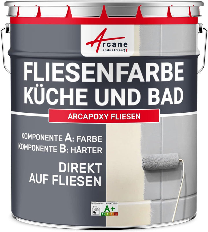 ARCANE INDUSTRIES FLIESENLACK : Fliesenfarbe für Küche und Badezimmer - Wandfliesen RAL 1015 - Helle
