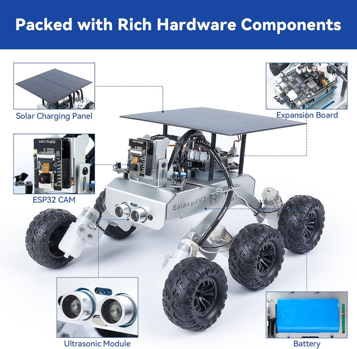 SUNFOUNDER GalaxyRVR Mars Rover Kit, Smartes Video-Roboterauto-Kit kompatibel mit Arduino mit ESP32