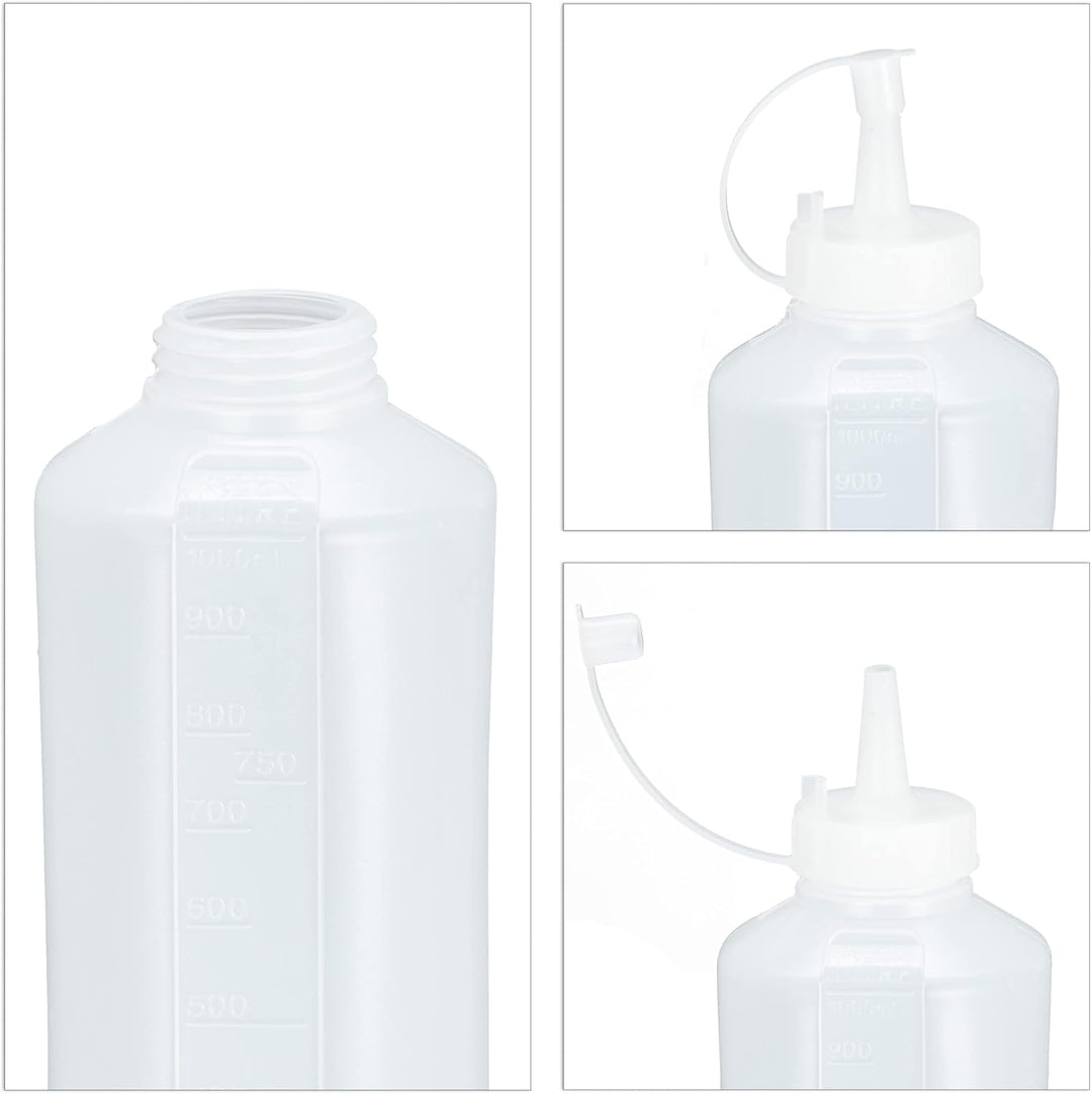 Relaxdays 8 x Quetschflasche, 1000 ml, für Saucen, Spritzflasche zum Befüllen, Squeeze Flasche, Kuns
