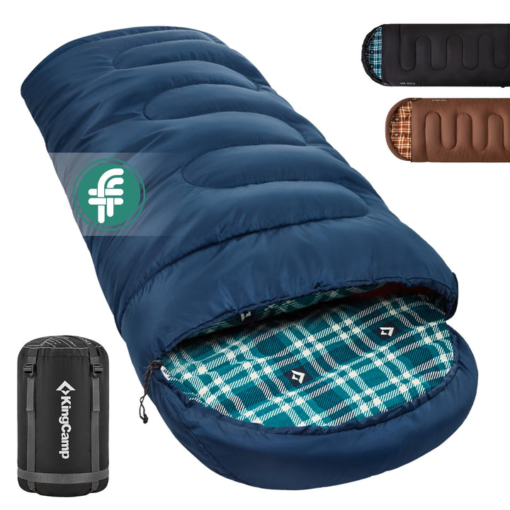 KingCamp Schlafsack für Erwachsene, Winter, Flanell, kompakt, 3-4 Jahreszeiten, Decke für Camping, R