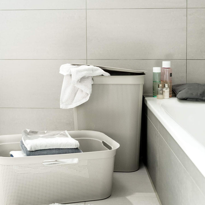 Rotho Brisen 4er-Set Wäschekorb 40l, Kunststoff (PP) BPA-frei, beige, 4 x 40l Cappuccino, Cappuccino