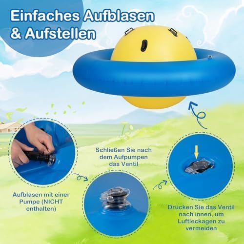 FANTASK Aufblasbare Kuppelwippe für Kinder, 223 cm grosse Kinderwippe zum Rollen, Neigen, Klettern &