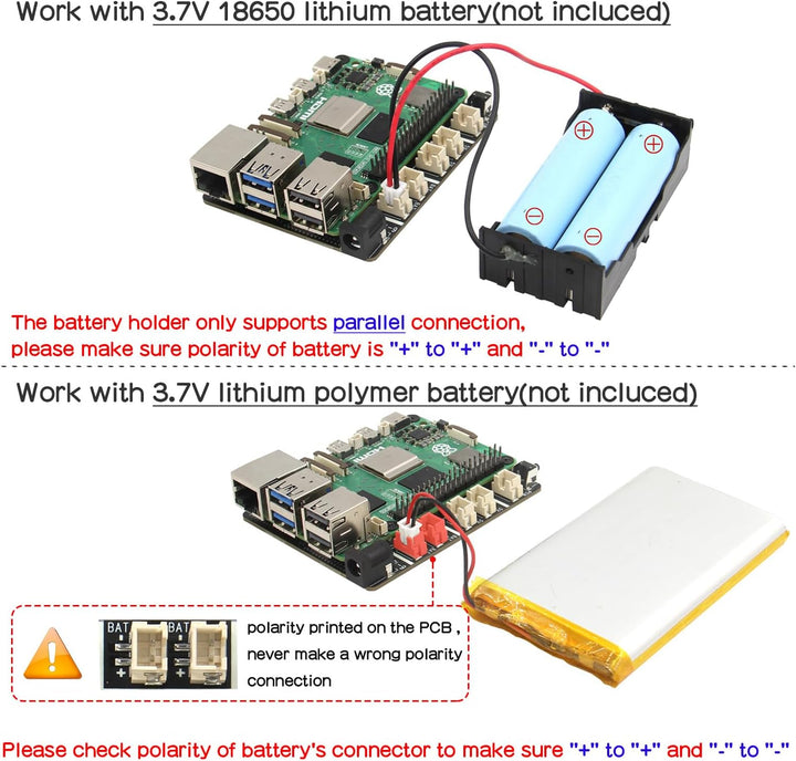 Geekworm X1203 5V UPS Shield for Raspberry Pi 5| Max 5.1V 5A Output|Wide 6-18V Input|Auto Power On|S