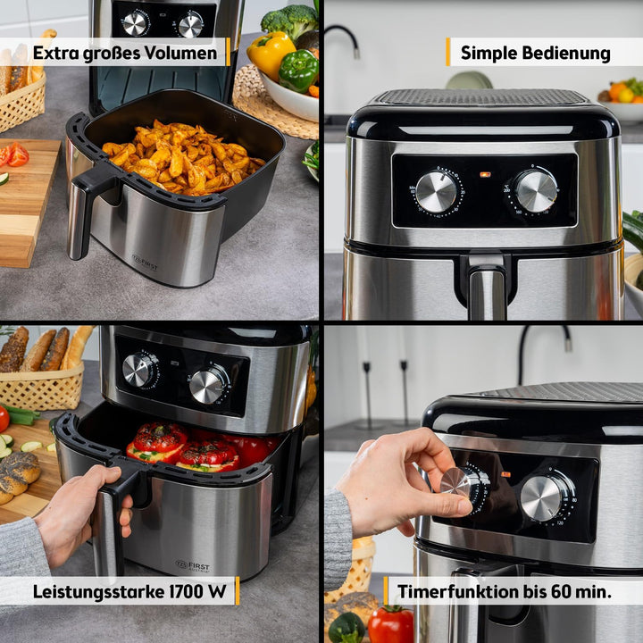 TZS First Austria Air Fryer 8 L | 80-200°C | Mechanische Steuerung | Antihaftbeschichtung | 1700 W |
