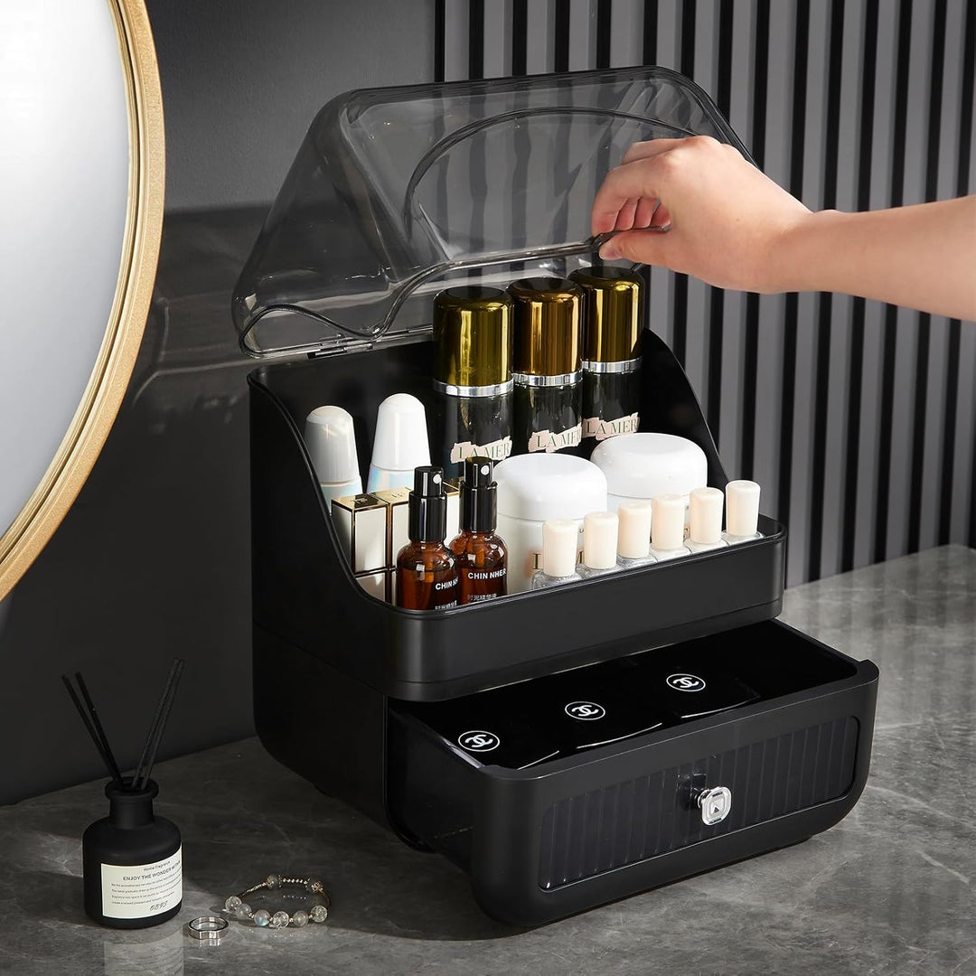 RMAN Make up Organizer Kosmetik Aufbewahrungsbox mit Schubladen Staubdicht Schmink Aufbewahrungskast