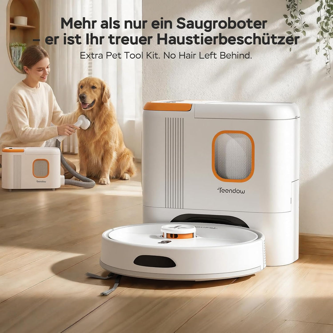 Teendow D20S Max+ Saugroboter mit Wischfunktion, 8000 Pa, 3L Saugroboter mit Absaugstation und Tierp