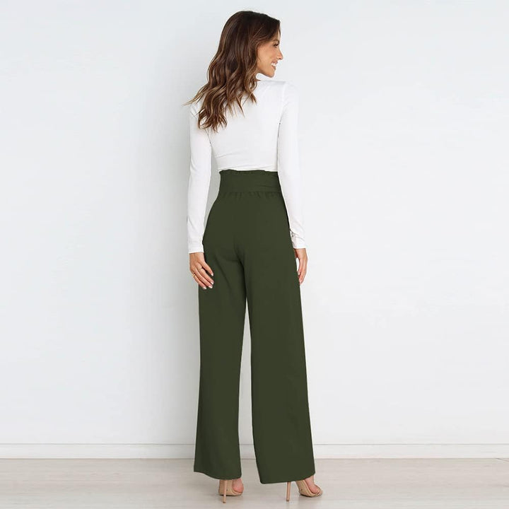 Odizli Damen Elegant High Waist Lang Weite Hose Sommer Business Festlich Anzughose mit Gürtel L Arme