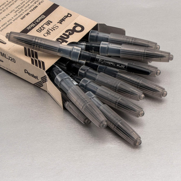 Pentel Arts Tradio Kugelschreiber Sketch Pen Refills, Schwarz, Box mit 12 (MLJ20-A) by