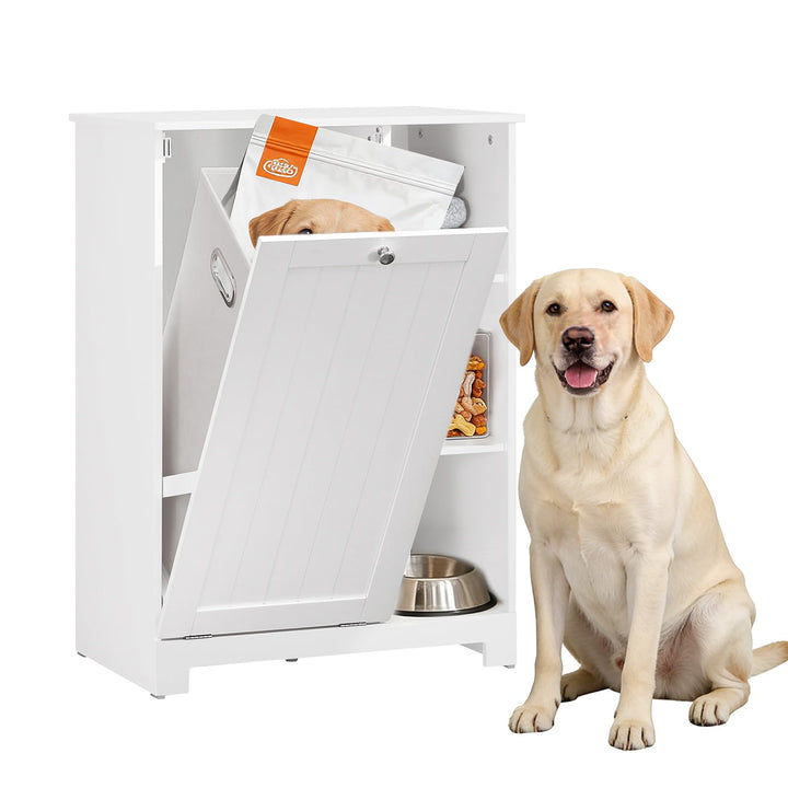 SoBuy Futterschrank Hund Katzenklo Schrank mit Stauraum Weiss 60x86x37cm | Multifunktionaler Schrank