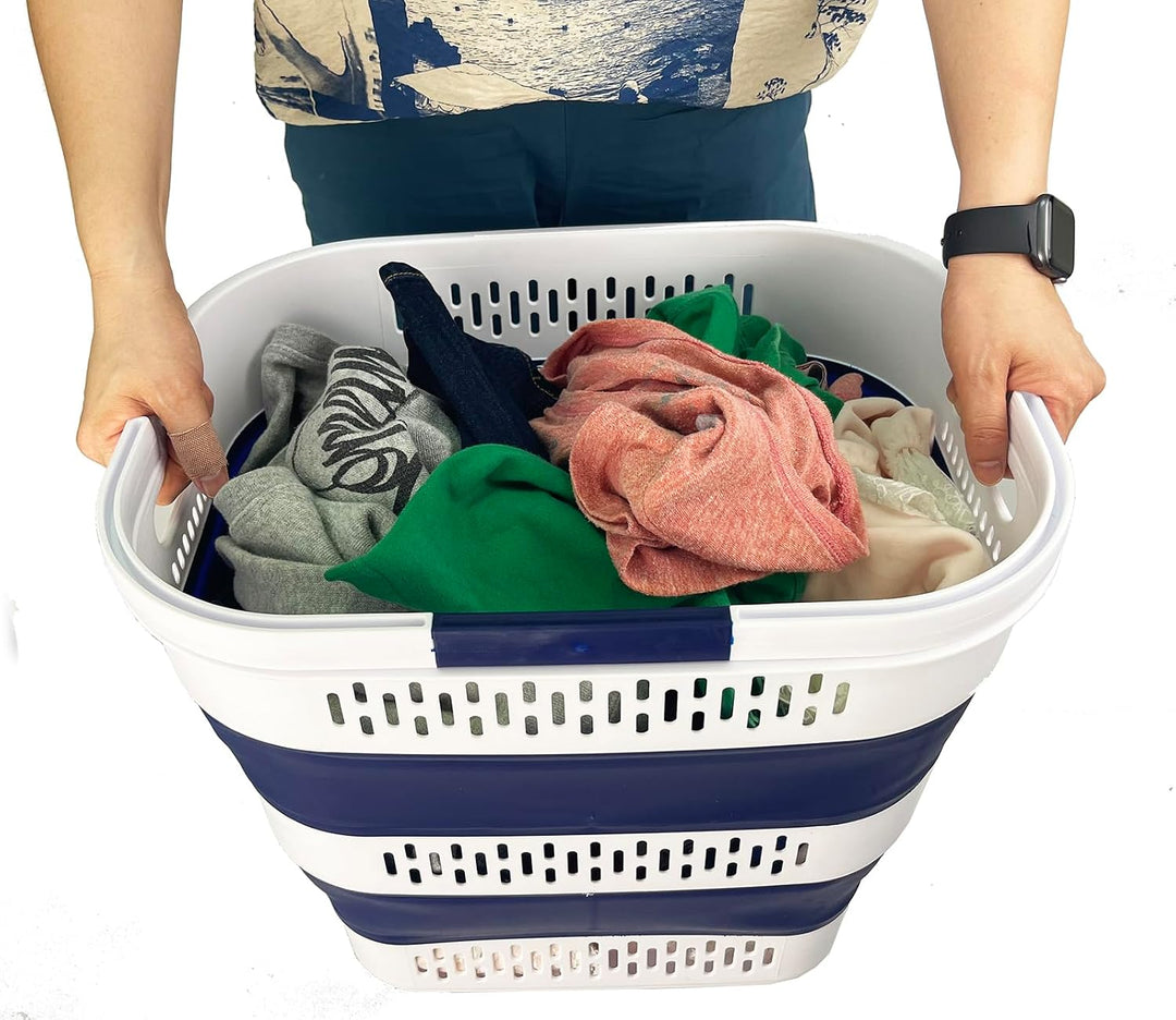 SAMMART 38L zusammenklappbarer Wäschekorb aus Kunststoff – tragbarer Pop-Up-Aufbewahrungsbehälter/Or