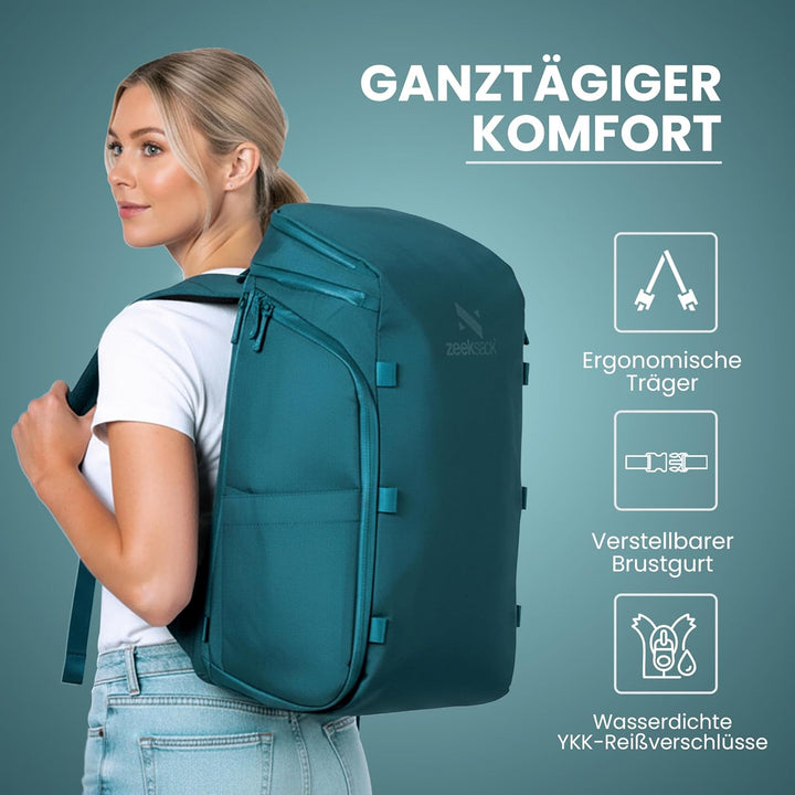 Zeeksack Rucksack Türkis 30L - The Organizer Backpack & Reiserucksack mit Laptopfach, herausnehmbare
