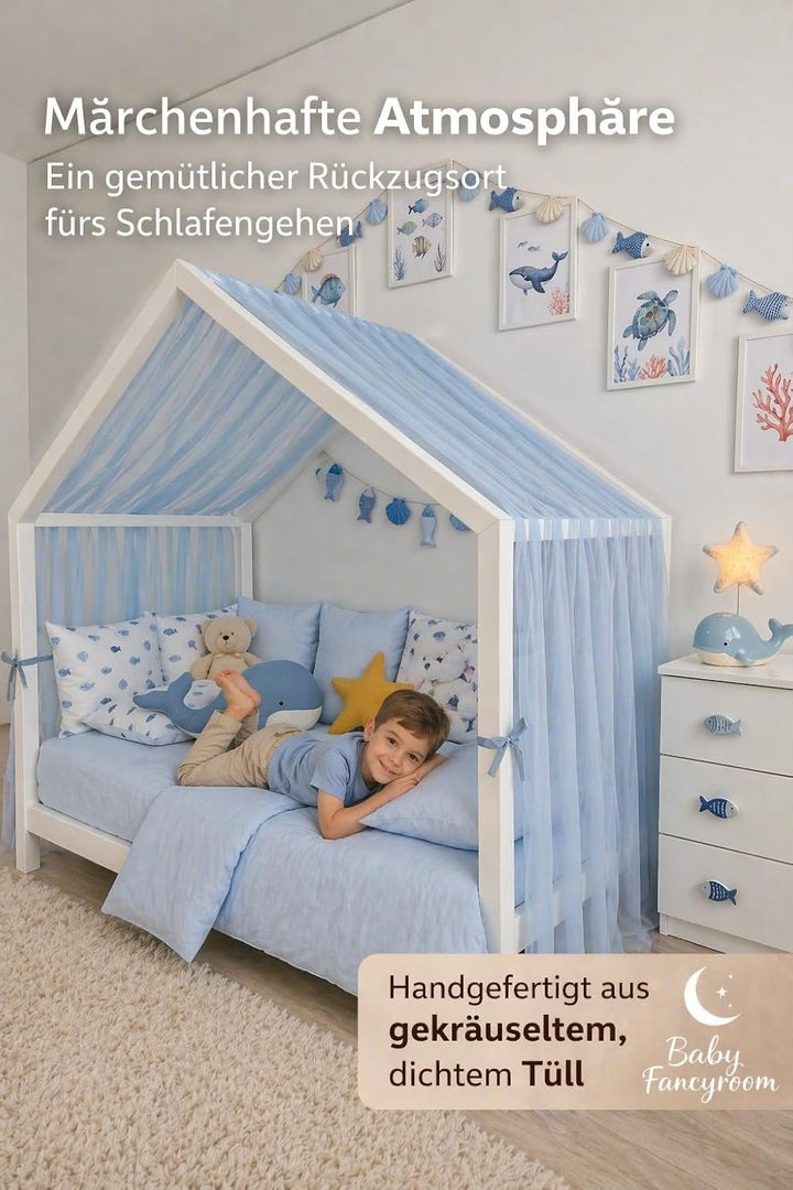 Baby Fancyroom Hausbett Himmel aus Tüll, Handgefertigt, Gekräuselt, Baldachin, Betthimmel für Kinder
