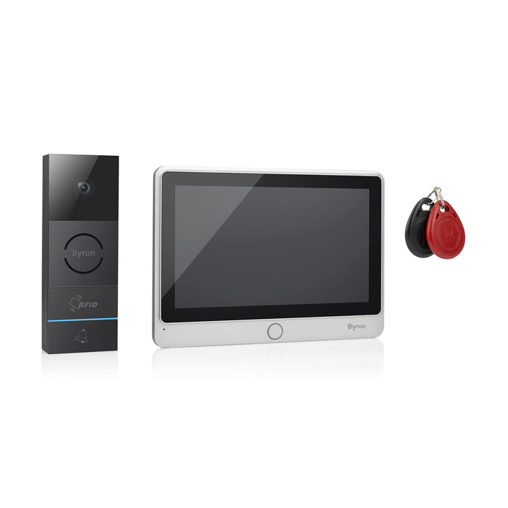 Byron RFID-Videogegensprechanlage mit einem 7 Zoll HD Touchscreen,Videoaufnahmefunktion & Nachtsicht