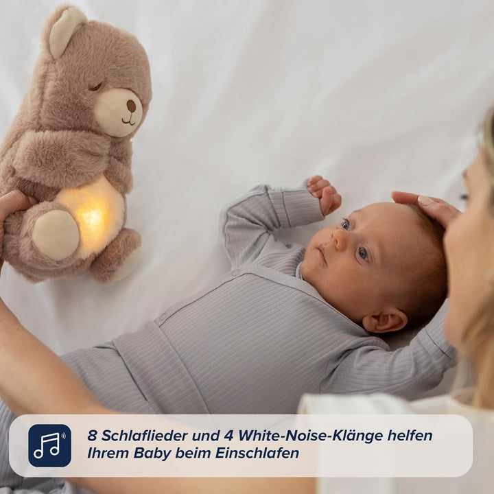Nuby Mein Beruhigender Kuschelbär – Gute-Nacht-Kuscheltier – Musik- und Leuchtendes Baby-Nachtlicht