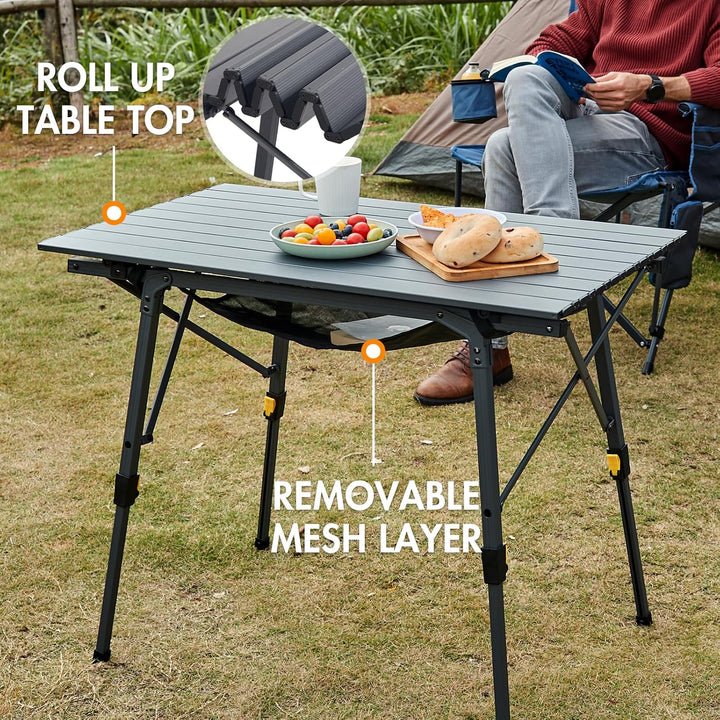 Portal Campingtisch faltbar Höhenverstellbar Klapptisch Aluminium 90 x 53cm für 4 Personen leicht Ca
