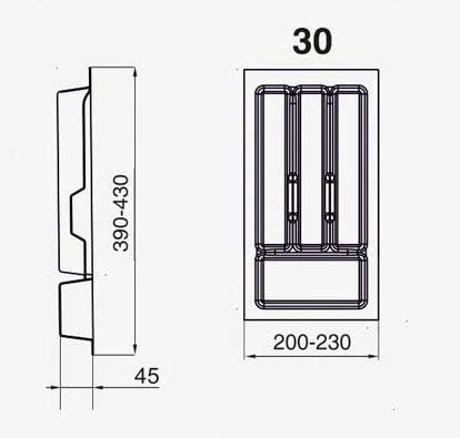 Alusfera Besteckkasten für Schubladen 30cm - Besteckeinsatz - Praktisch Schubladen Ordnungssystem -
