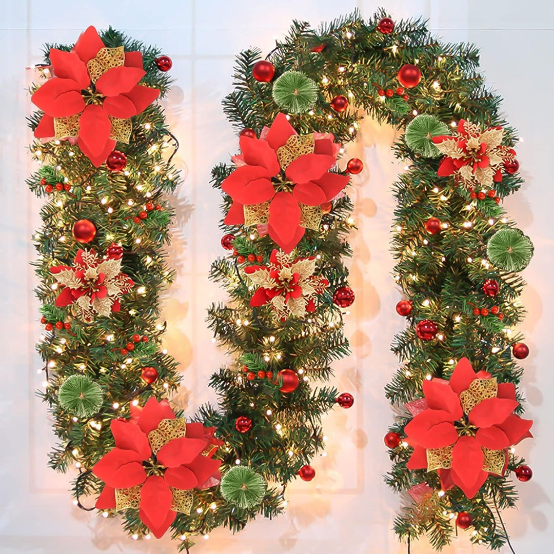 SHAVINGFUN Weihnachtsgirlande,Weihnachtsgirlande mit Beleuchtung,2.7M/9Ft weihnachtsgirlande batteri
