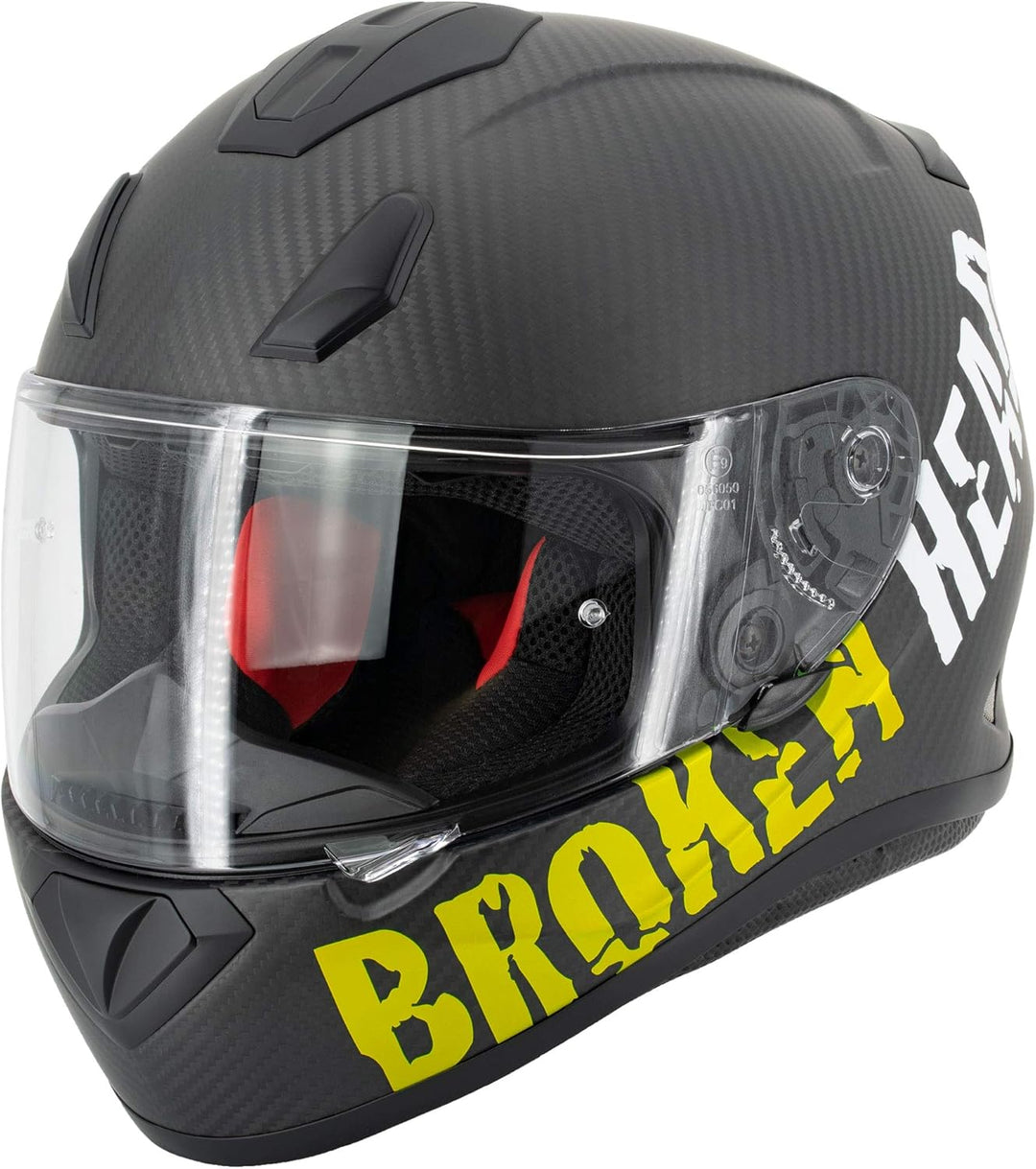 Broken Head BeProud Carbon Neon-Gelb matt Limitierte Sonderedition - sportlicher Racing Motorrad-Hel