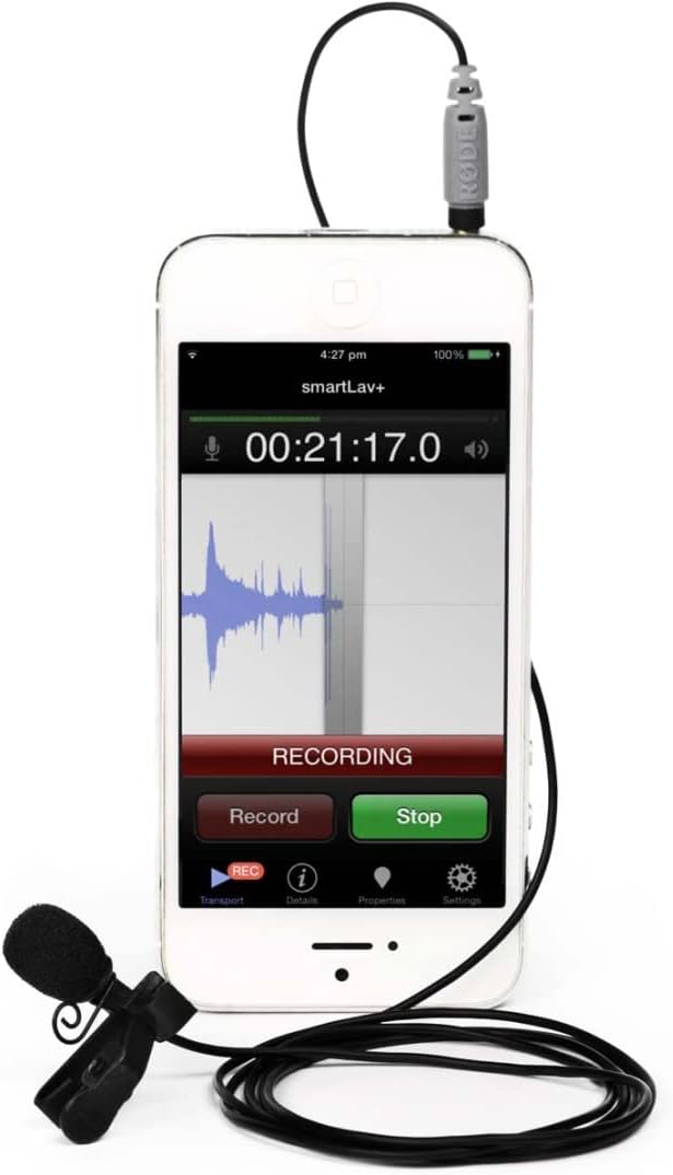 keepdrum RØDE SmartLav+ Lavalier-Mikrofon für Smartphone WS05BK Fell-Windschutz + ADP03 Kabel 3,5mm
