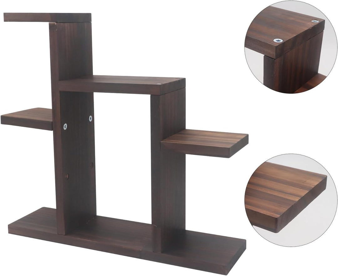 Kleiner 7-Ebenen Tisch-Sukkulent-Pflanzenständer, Holzfenster-Pflanzenregal, Schreibtisch-Organizer-