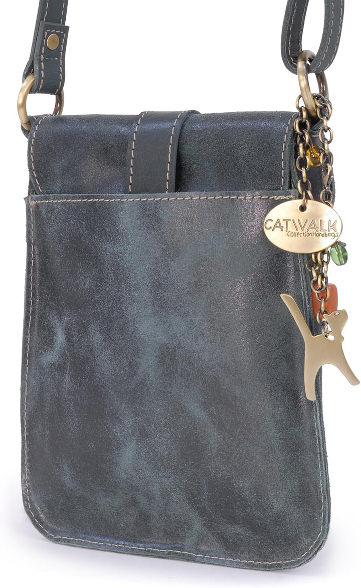 Catwalk Collection Handbags - Vintage Grobem Leder - Klein Umhängetasche Messenger/Schultertasche -