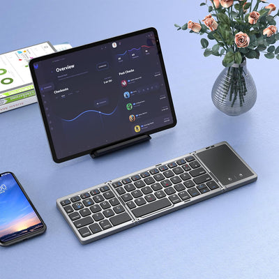 seenda Faltbare Bluetooth Tastatur mit Touchpad für Multi Gerät Wiederaufladbare Wireless Tastatur m