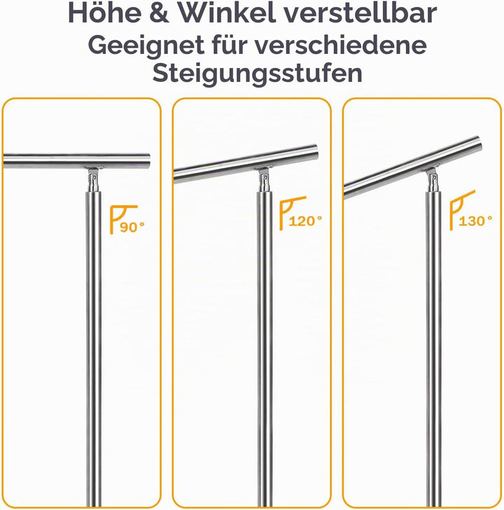 Treppengeländer Edelstahl Pflegeleicht 80cm mit 2 Querstreben Innen und Aussen Handlauf Geländer Brü