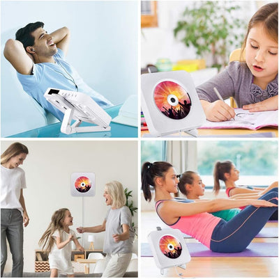 Tragbarer CD Player, Qoosea Wandmontierbar Bluetooth Eingebaute HiFi-Lautsprecher für Kinder, Music