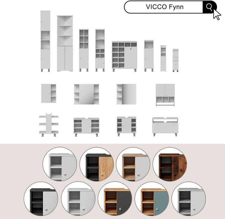 Vicco Waschbeckenunterschrank Fynn, Weiss, 80 x 54 cm, Weiss