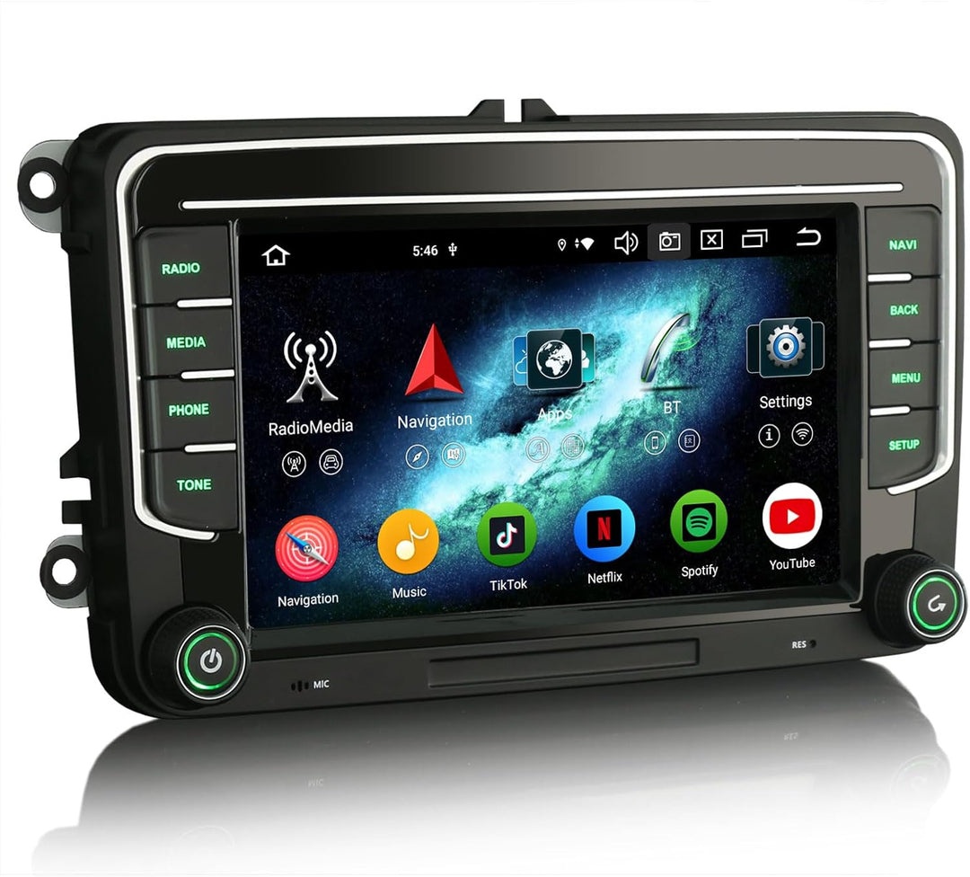 Erisin 8-Kern 4GB+64GB 7 Zoll Android 14 Autoradio GPS Navigation für VW Passat B6 Golf 5 Golf 6 Tou
