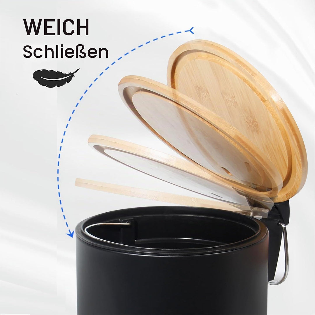 5L Kosmetikeimer Metall, Badezimmer Mülleimer mit deckel, Mülleimer Bad mit Absenkautomatik (Soft Cl