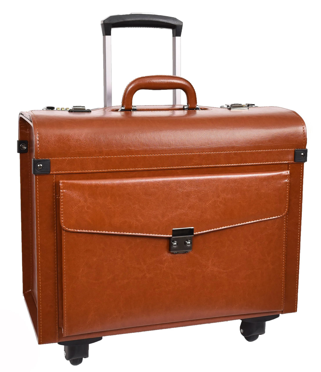 House of Leather Pilotenkoffer, Kunstleder, hautfarben, Carry-on, Commander, 4-Räder, Kabinentasche,