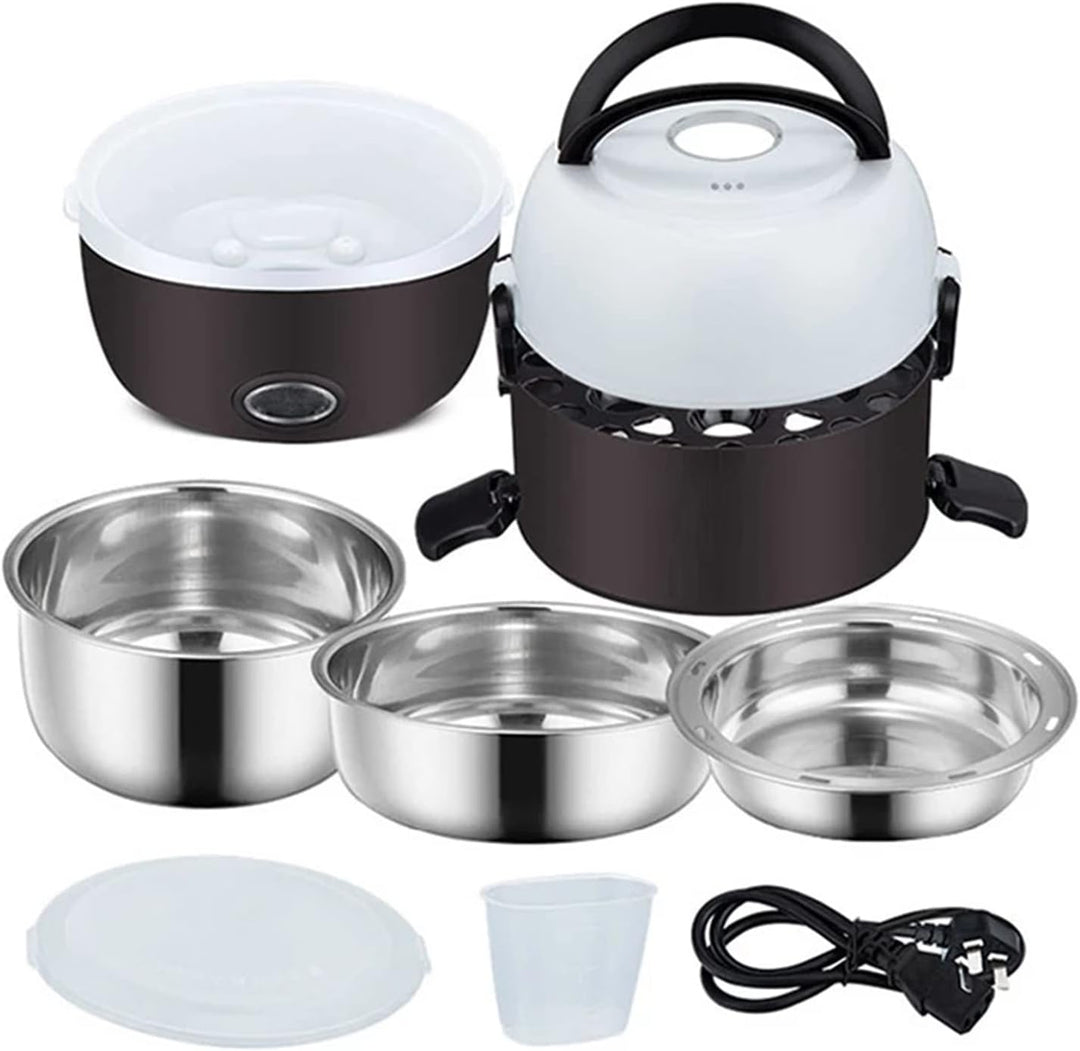 2L Elektrische Lunchbox Heizen 3 Schicht Tragbare Brotdose Dampfgarer Topf Edelstahl Lebensmittel Be