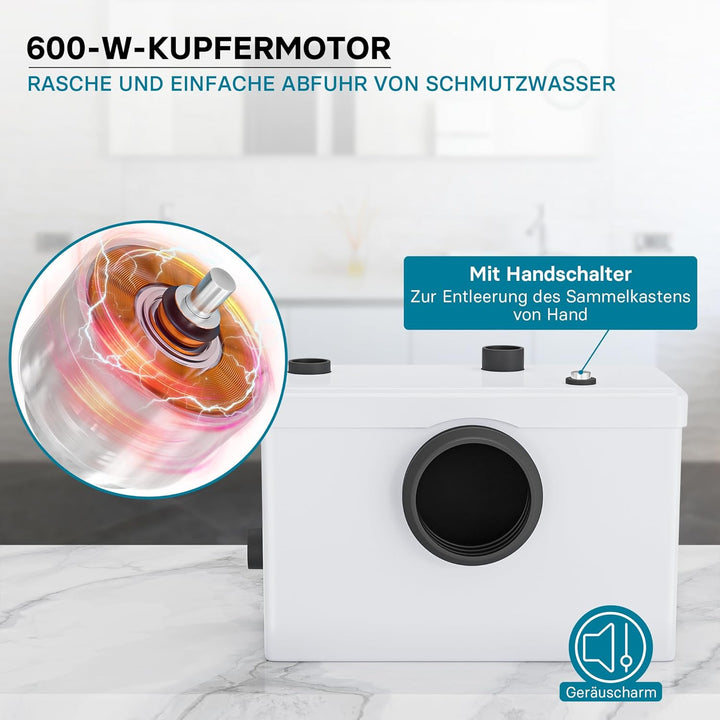 Wiltec 3/1 Schmutzwasser Fäkalien Hebeanlage Kleinhebeanlage 600W