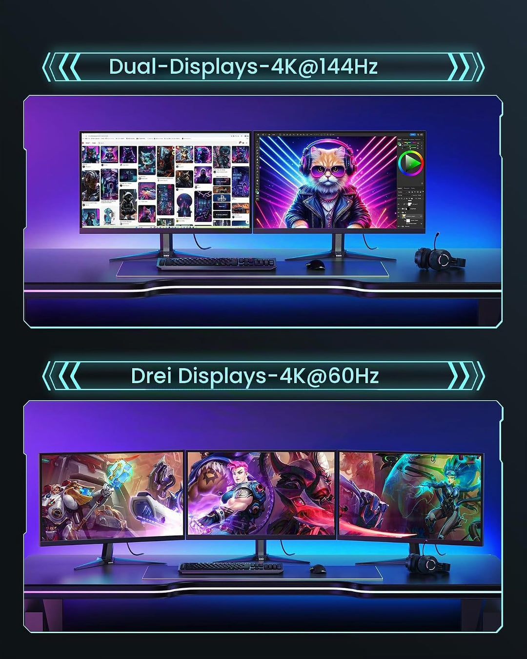 Silkland Displayport-Kabel 2.1/2.0 5M, 4K@144Hz/165Hz/240Hz, 8K@120Hz, 10K/16K@60Hz, 40Gbps, HDR, DS