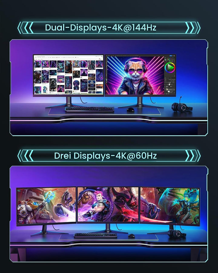 Silkland Displayport-Kabel 2.1/2.0 5M, 4K@144Hz/165Hz/240Hz, 8K@120Hz, 10K/16K@60Hz, 40Gbps, HDR, DS