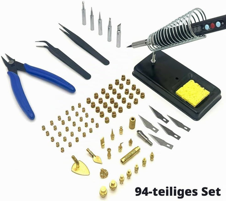 Heat Set Insert Tools kit Brass Nuts 3D Printing 60W Digital Soldering Iron 94PCS