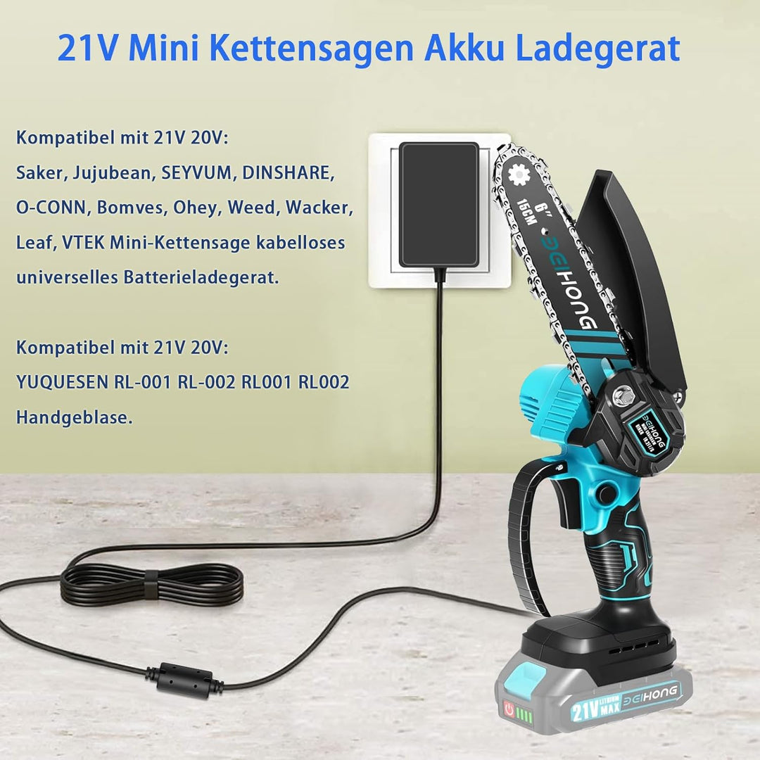21V Akku Ladegerät, Mini Kettensäge Lithium Akku Ladegerät, für Saker Mini Kettensäge Cordless, Juju