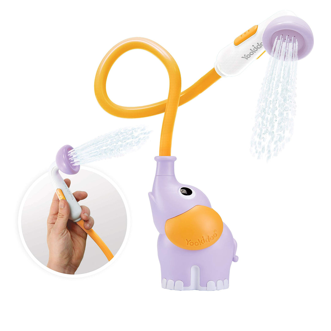 Yookidoo - Handbrause Elefant lila – Spiel Bad und Dusche Erwachen der Sinne – Wasserschlauch – Gesc
