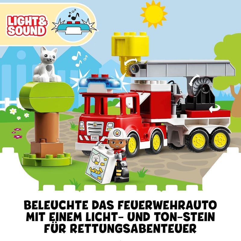 Lego 10969 DUPLO Town Feuerwehrauto Spielzeug, Lernspielzeug für Kleinkinder ab 2 Jahren, Set mit Bl