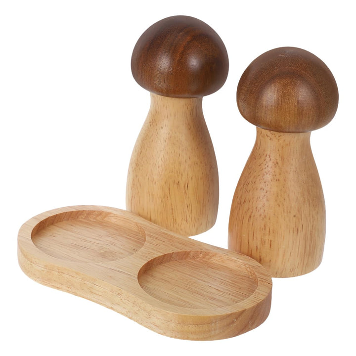 Salz- Und Pfeffermühle in Pilzform Aus Holz 6X5 Zoll Manuelle Gewürzmühle Für Küche Und Haushalt 2Er
