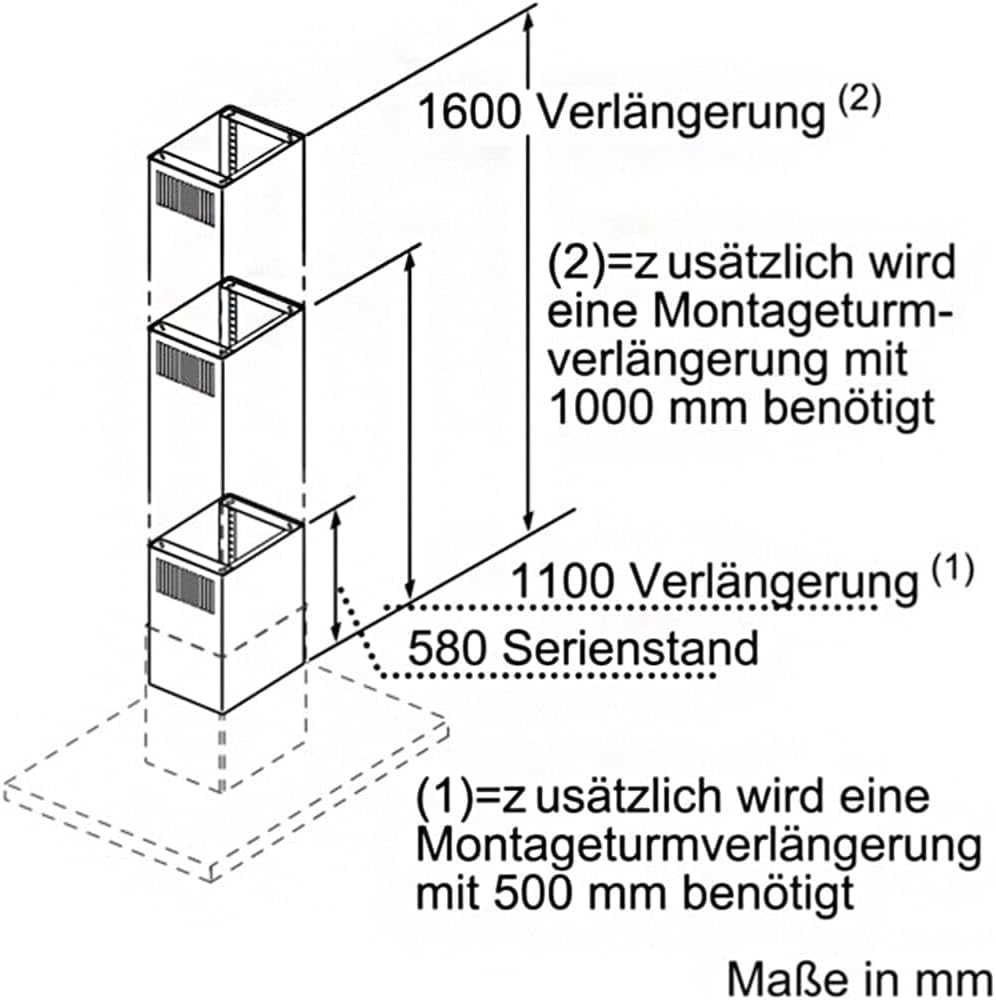 Siemens Kaminverlängerung LZ12285 / 1100 mm / Edelstahl