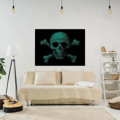 wandmotiv24 Leinwand-Bilder Totenköpfe, Grösse 80x60cm, Querformat, Totenkopf Digital, Pirat, Knoche