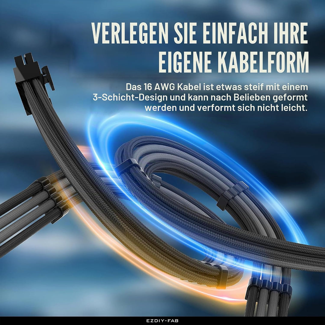 EZDIY-FAB Sleeved Cable - Kabelverlängerung für Stromversorgung mit Combs 24 Pin 8PIN 6PIN 4 + 4 Pin