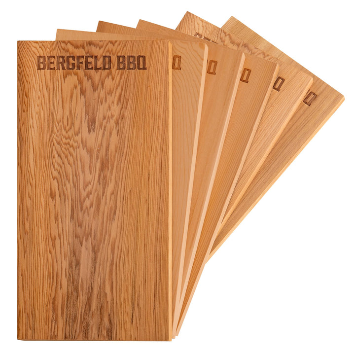 Bergfeld BBQ – 6 Stück Zedernholzbretter zum Grillen – 30x14x1 cm - Räucherbretter aus 100% kanadisc