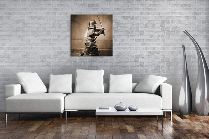 deyoli kampfbereiter Samurai Format: 70x70 Effekt: Sepia als Leinwandbild, Motiv fertig gerahmt auf